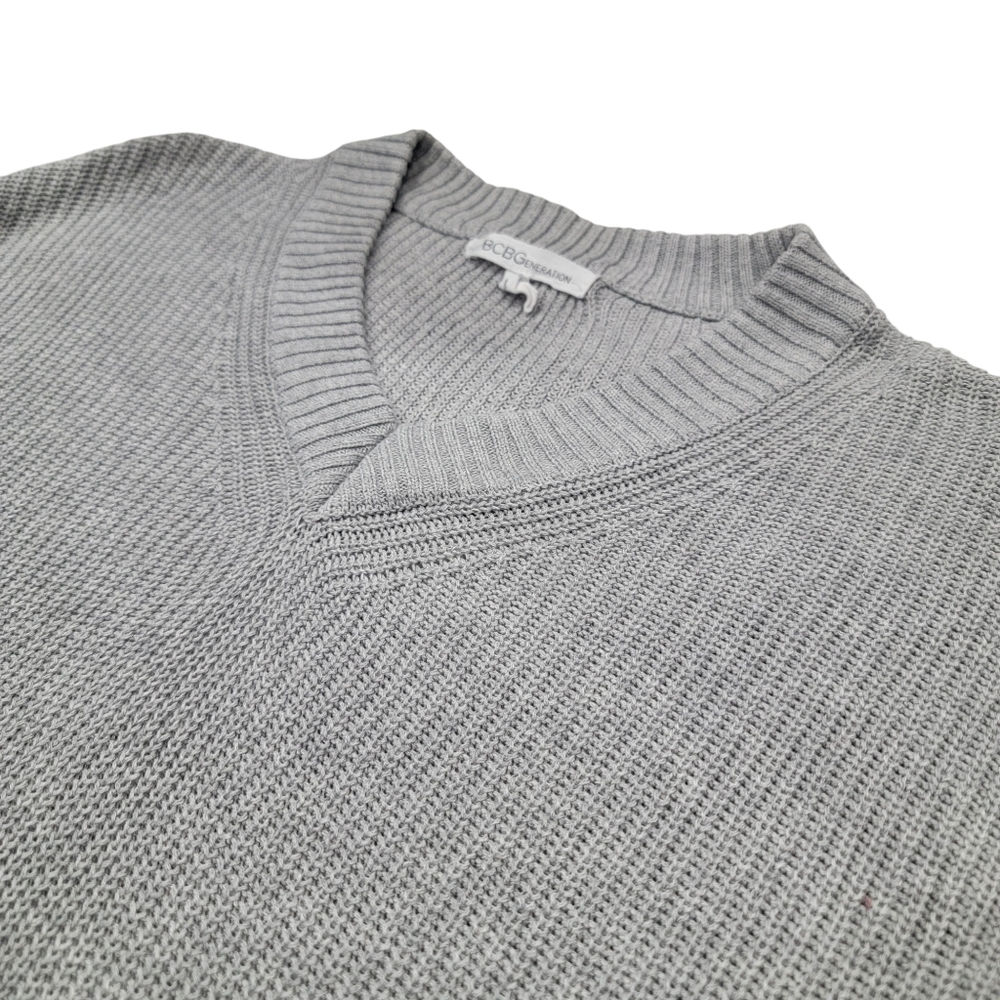 BCBGeneration V-neck Knit Sweater Colorblock Lantern Sleeves Grey Women’… - Picture 8 of 16